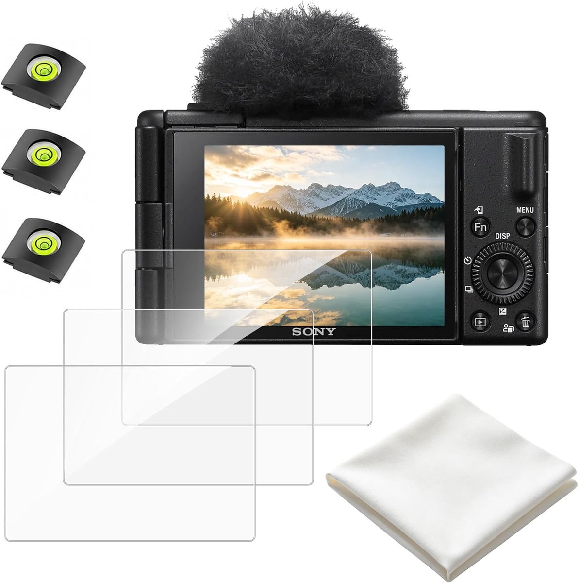 Displaybeschermfolie voor Sony ZV-1 / ZV-1 II / ZV-1F, 3 x 9H gehard glas, krasbestendig & bubbelvrij, incl. 3 deksels - ShopVlot