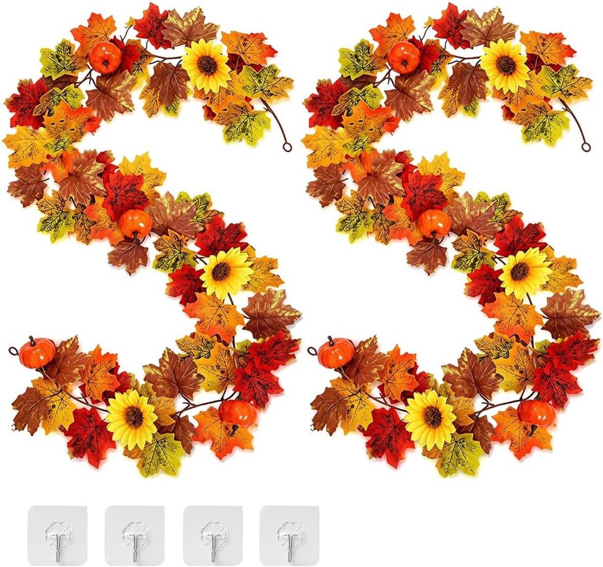 Foreverup Herfstslinger, esdoornbladeren, 175 cm, 2 stuks herfstbladeren, herfstslinger, kunstmatige herfstslinger - ShopVlot