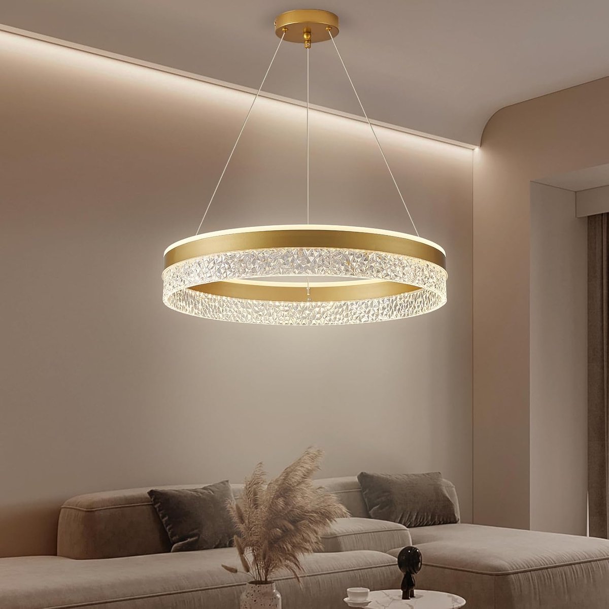 KSIBNW Pendant Light Chandelier Living Room Dimmable 36W Modern LED Chandelier Bedroom Adjustable Round Diameter 50 cm - ShopVlot