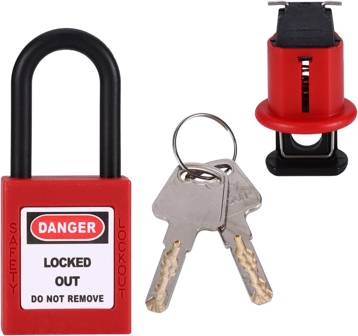 ALLOMN Miniature power switch safety lock padlock, air switch lock electrical safety lock circuit breaker lock safety - ShopVlot