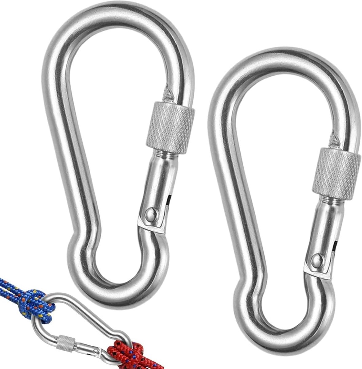 2 large fire brigade lock made of stainless steel 304, outdoor mantle lock, climbing mantle lock 80 mm × 8 mm with - ShopVlot