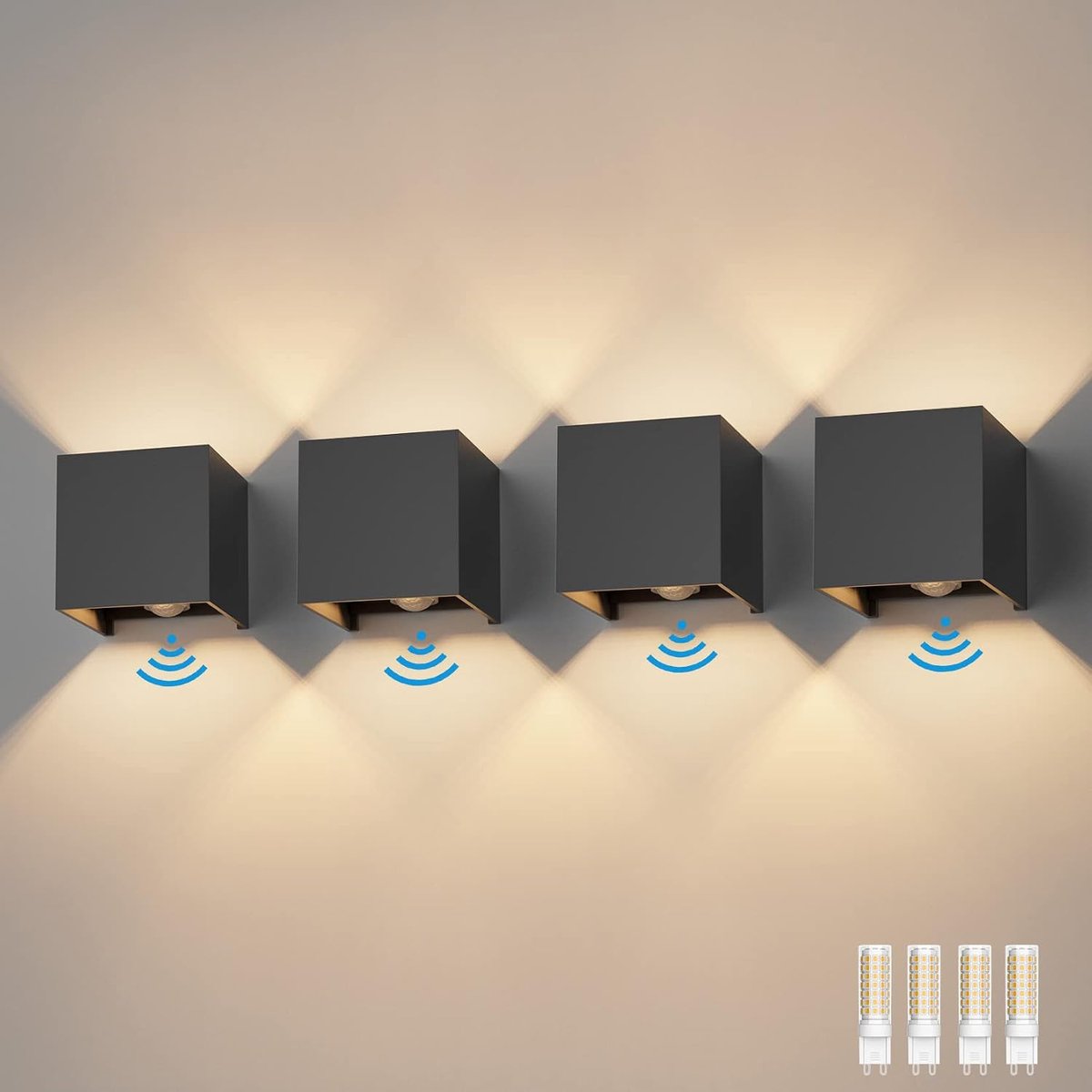 Klighten 4Pack LED Wall Light with Motion Detector Indoor/Outdoor 3000K Outdoor Light with Motion Sensor Wall Light - ShopVlot