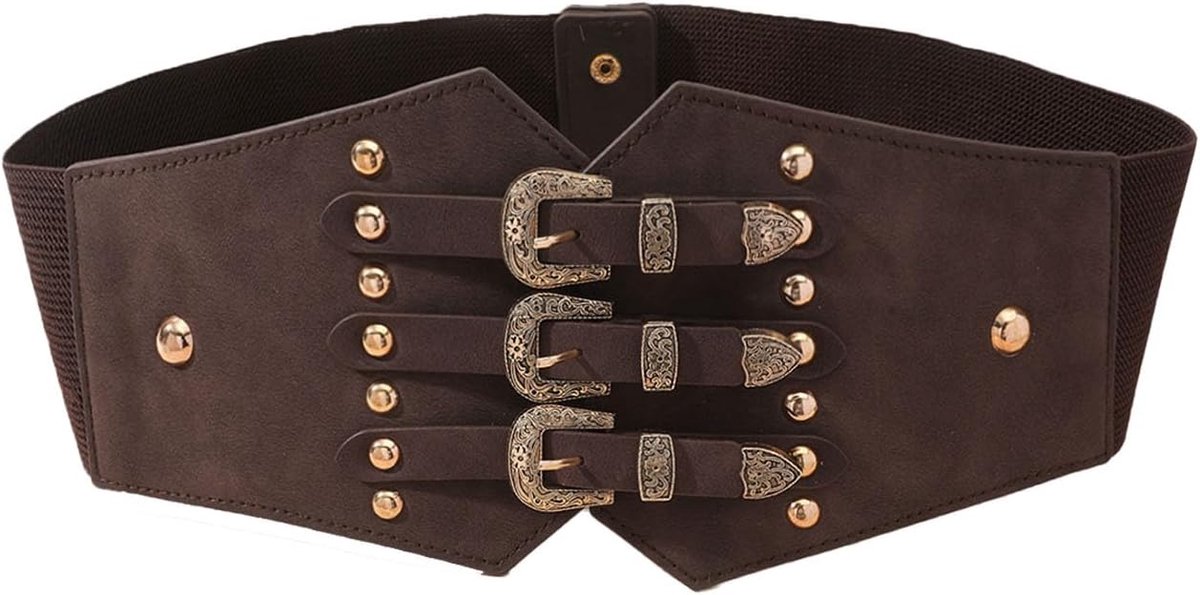 Damesriem middeleeuws korsetstijl - brede elastische riem - vintage taillevormgeving - ideaal voor Halloween kostuum - ShopVlot