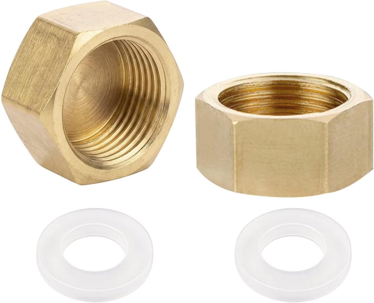 Blinde stoppen 3/8 inch - messing met rubberen afdichtingen - slangdoppen voor waterleiding - eenvoudig af te sluiten - ShopVlot