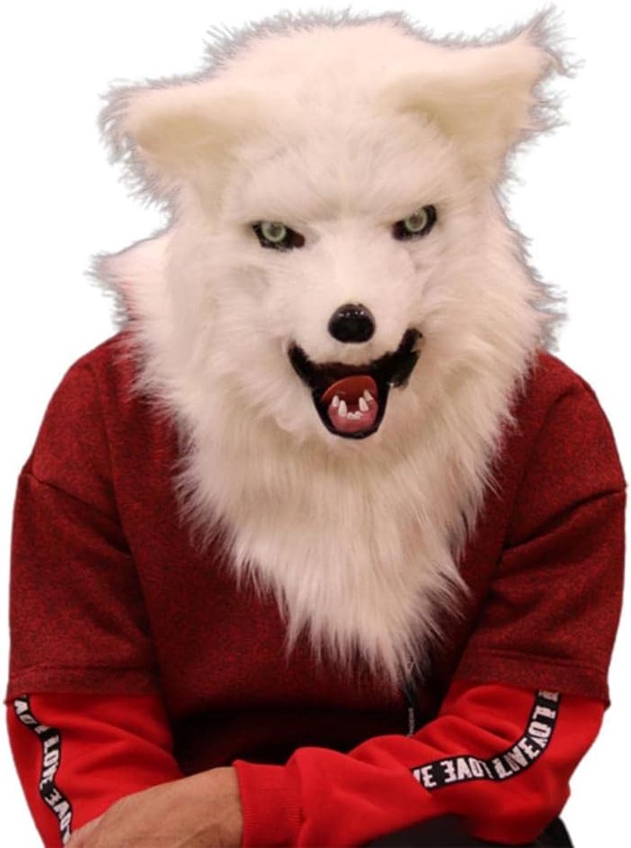 Movable Mouth Animal Mask Cosplay Mask Wolf Bear Plush Latex Head Halloween Costume Headdress - ShopVlot