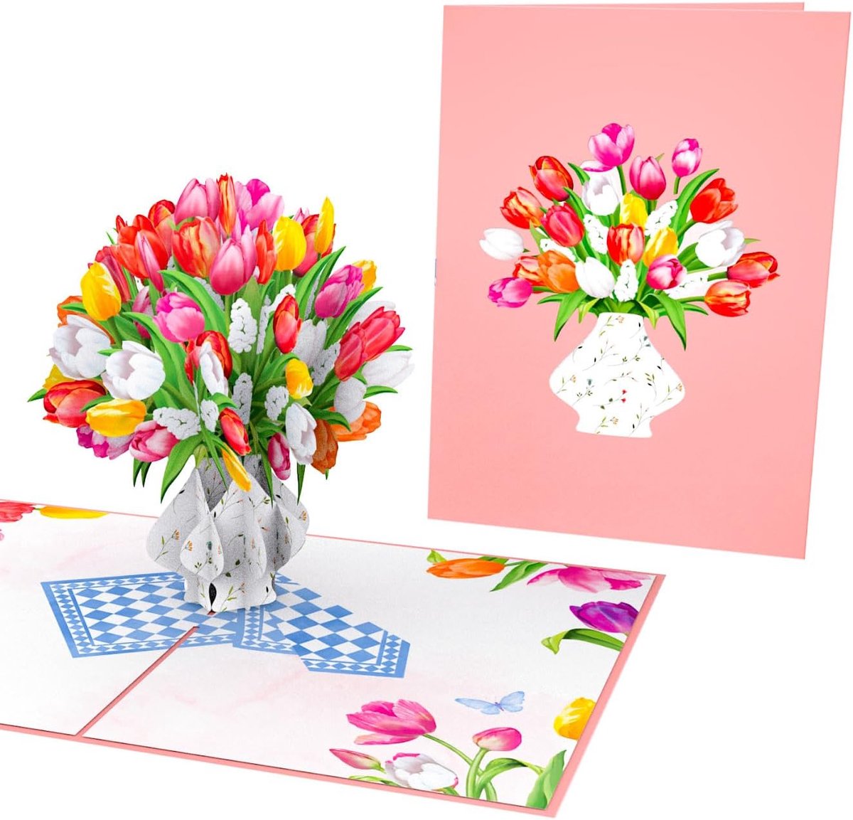 PopLife® Colorful Tulip Bouquet 3D Pop Up Card - Mother's Day, Anniversary, Birthday, Thank You, Congratulations - ShopVlot