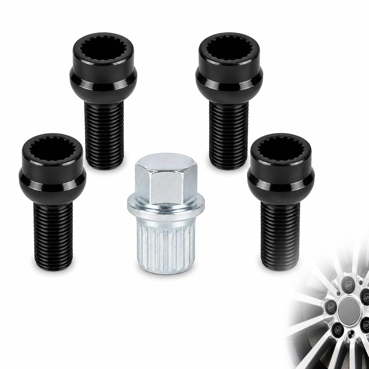 4 stuks M14 x 1,5 mm wielbouten, diefstalbeveiliging voor auto, wielbouten, veiligheidsschroeven, diefstalbeveiliging - ShopVlot