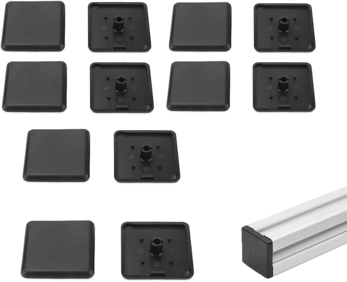 Aluminum profile cover, 12 pieces plastic end caps fasteners for 4040 European standard industrial aluminum profiles - ShopVlot
