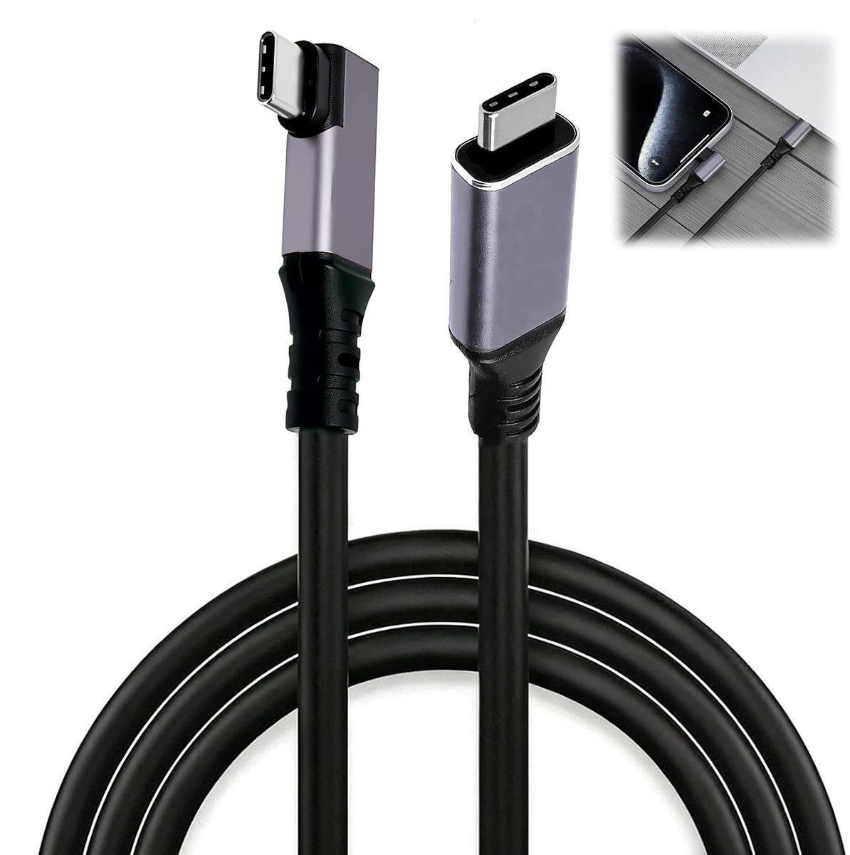 Kabel USB C naar USB C PD 240W snellaadkabel, type C 90 graden 1M kabel - ShopVlot