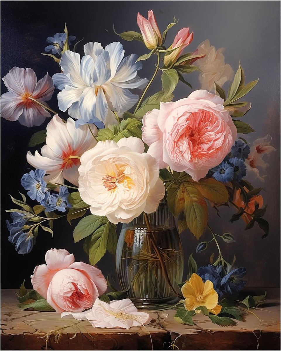 Schilderen op nummer, volwassenen, bloemen, schilderen op nummer, bloemen, 40 x 50 cm, verf op nummer voor cadeau en - ShopVlot