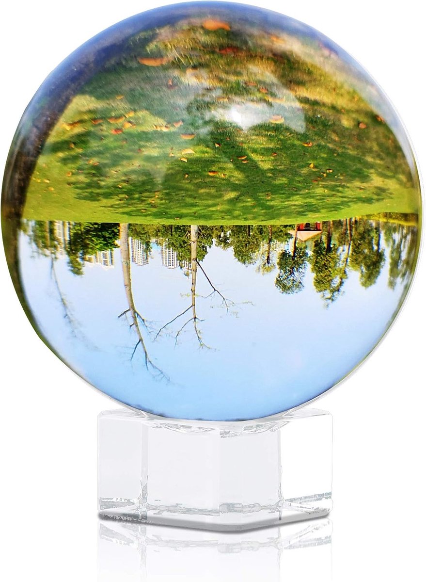 INTIRILIFE Glass ball with stand, transparent, 70 mm, crystal ball with glass stand, perfect for photography - ShopVlot