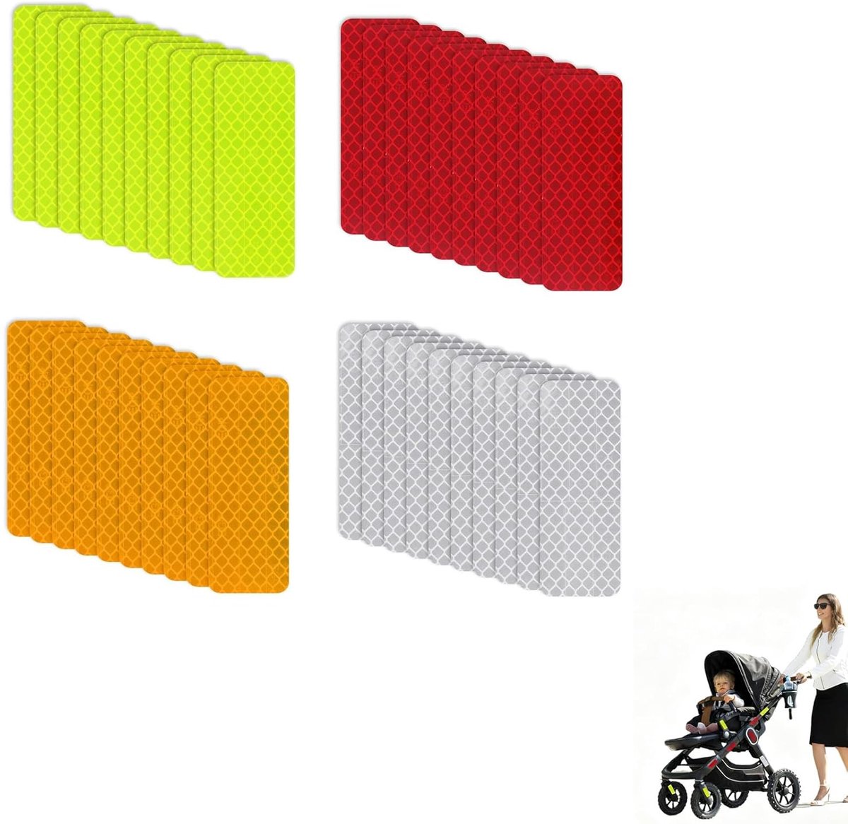 40pcs Reflective Stickers, Safety Warning Tape Reflective Tape Self Adhesive Waterproof Reflective Tape Car Night - ShopVlot