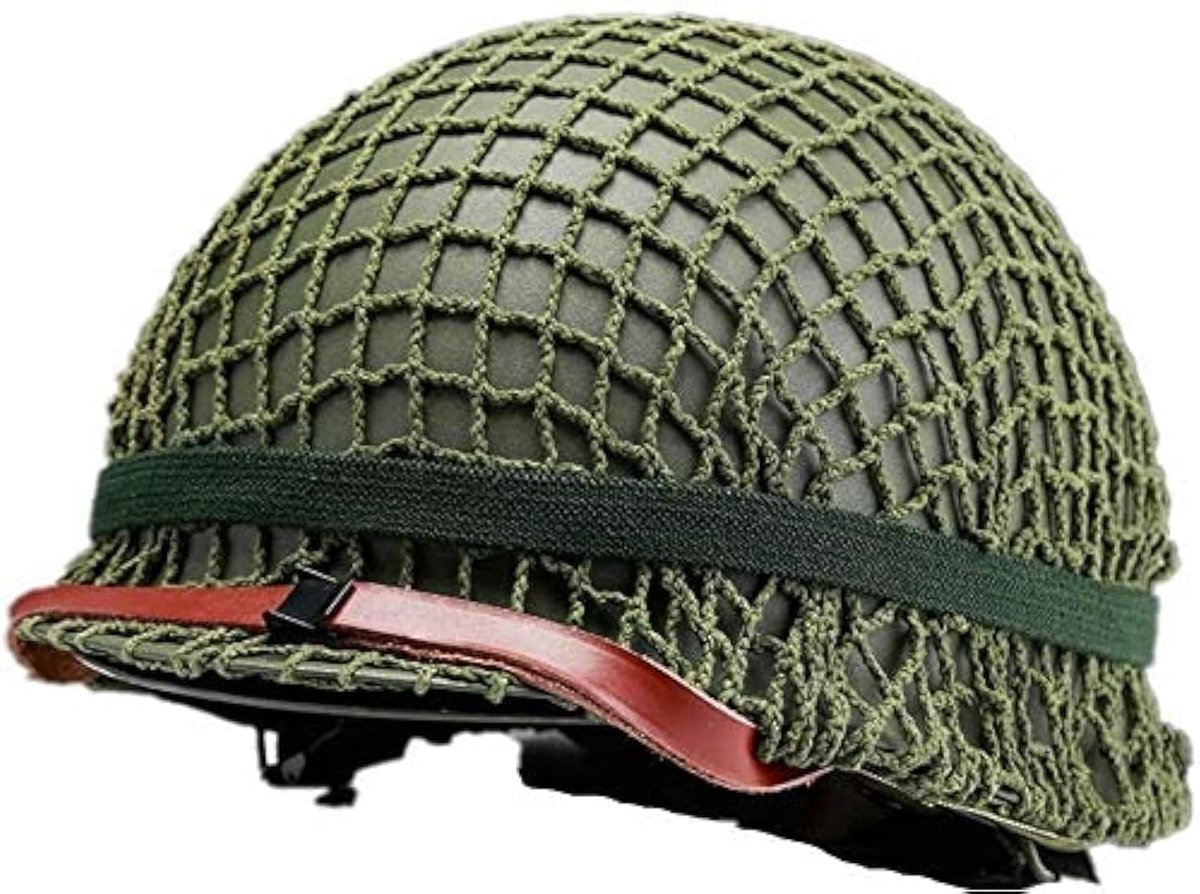N / A World War II American M1 Steel Helmet, World War II Military Equipment Replica Helmet with Mesh Shield - ShopVlot