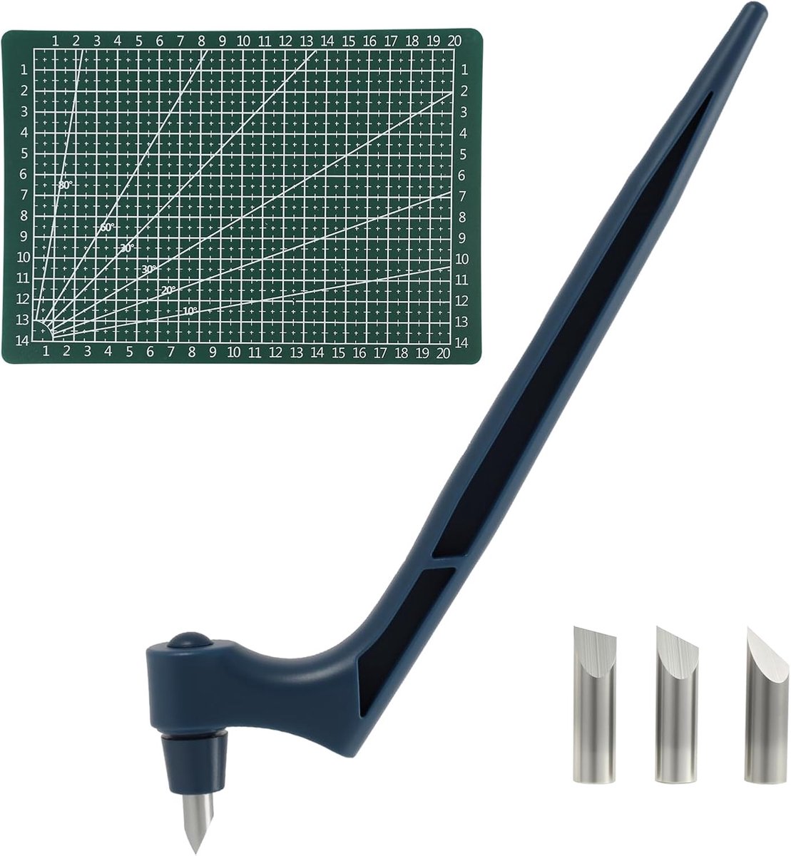 5-delige nauwkeurige snijgereedschapsset, 360° roterend mes + 3 messen (15°/30°/45°) + A4-snijmat, voor scrapbooking - ShopVlot