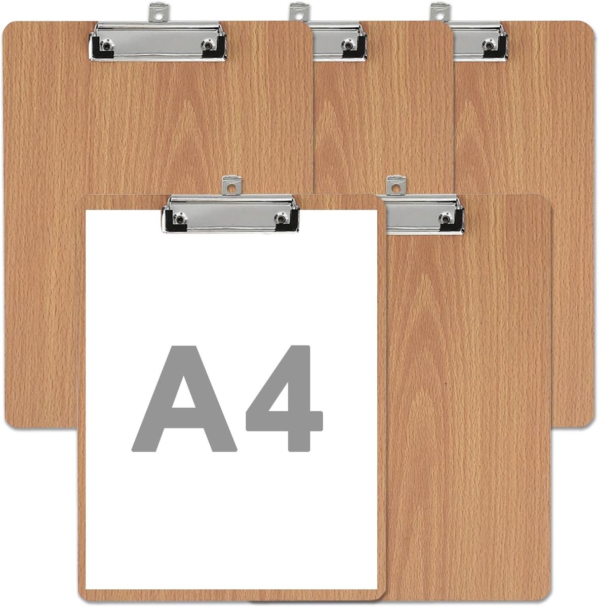 Klemborden - Schrijfborden - Documenten Organiseren - Glad Houten Oppervlak - A4 Formaat 5 Stuks - Bruin