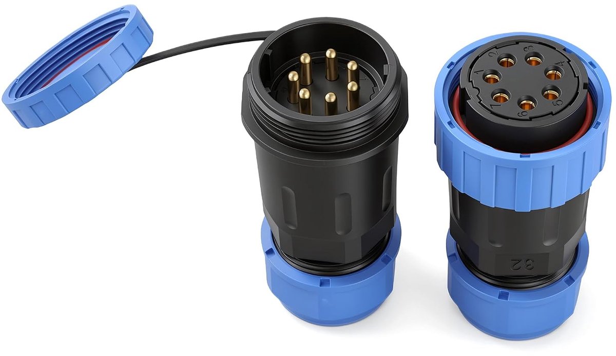 TY32 7-polige waterdichte connector-snelkoppelingsset, stekker en bus, soldeervrij, 32 A, schuddoorvoer voor auto - ShopVlot