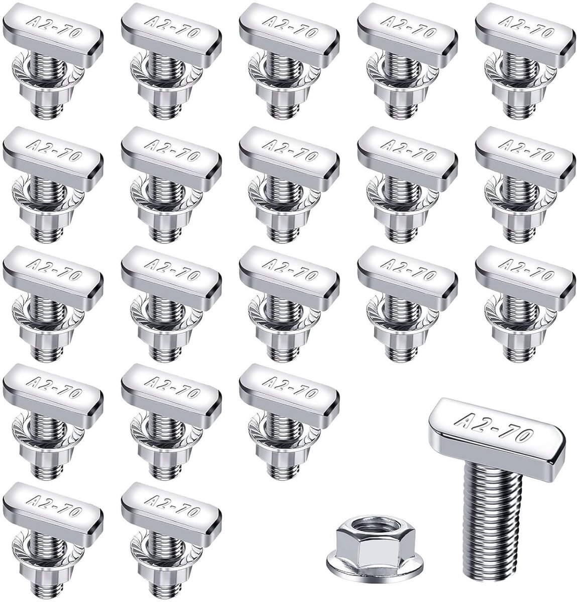 20 stuks hamerkopschroeven set M8 x 30 mm met flensmoer M8 T-schroeven - ShopVlot