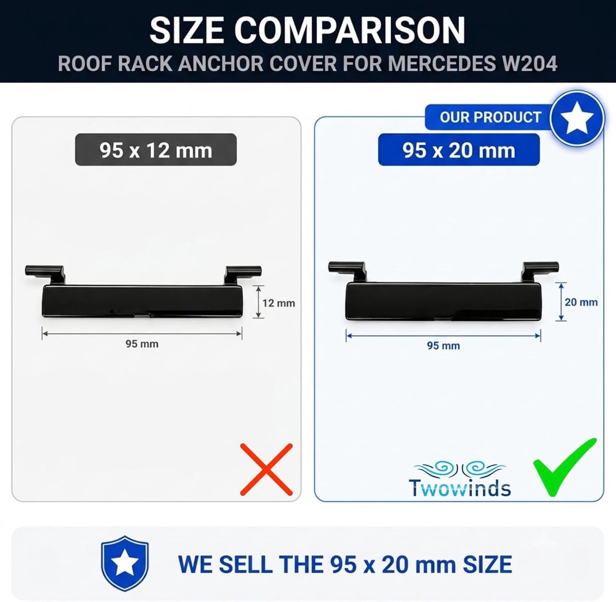 Twowinds - Roof Rack Rail Cover with Panorama Roof Compatible with Mercedes W204 S204 C204 (2007-2014) C180 C200 C220 - ShopVlot