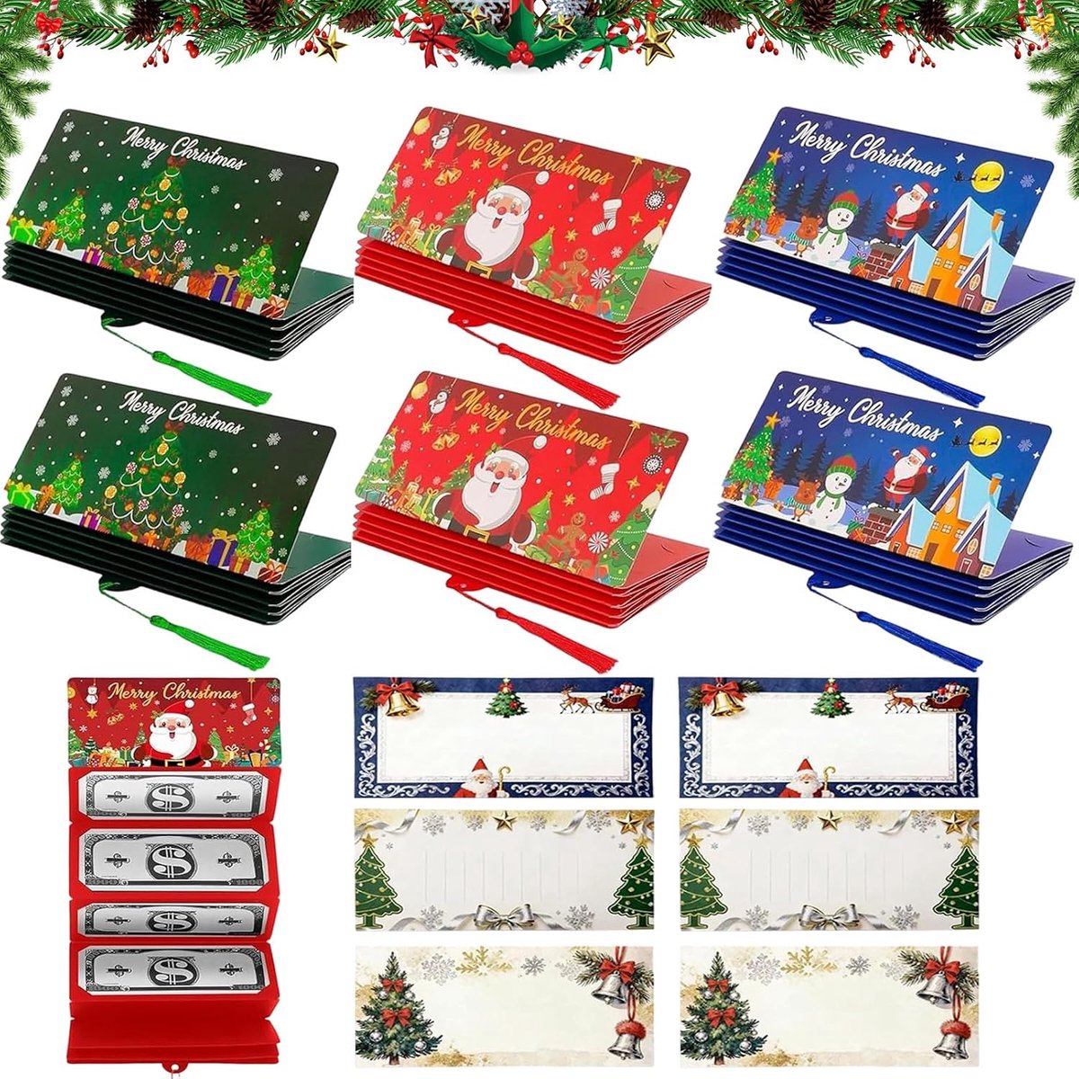 6 stuks kerstgeld of cadeaukaarthouders, geldcadeaus Kerstmis, 2026 nieuwe verrassing, kerstcadeau, envelop met 10 - ShopVlot