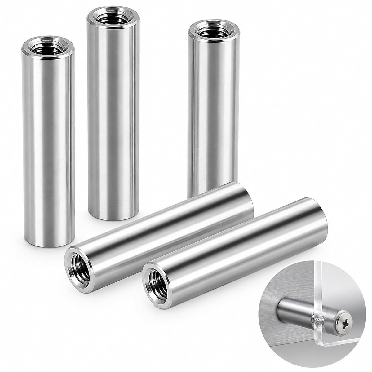 5 stuks ronde schroefdraadhulzen M6 × 30 mm van roestvrij staal, aansluitmoeren voor draadstangen, nauwkeurige - ShopVlot