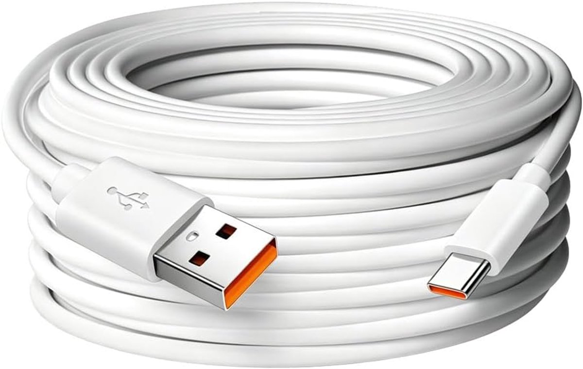 Extra lange USB C-kabel, 5 m USB A naar C verlengkabel, oplaadkabel voor beveiligingscamera's, tablets, smartphones - ShopVlot