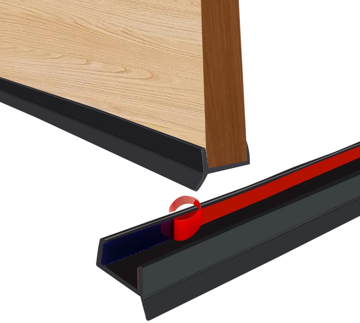 RHBHY Profile cap, skirting joint, for plinth, wood, thickness 15 mm, 16 mm, 17 mm, sealing profile 5 m (black, 5) - ShopVlot