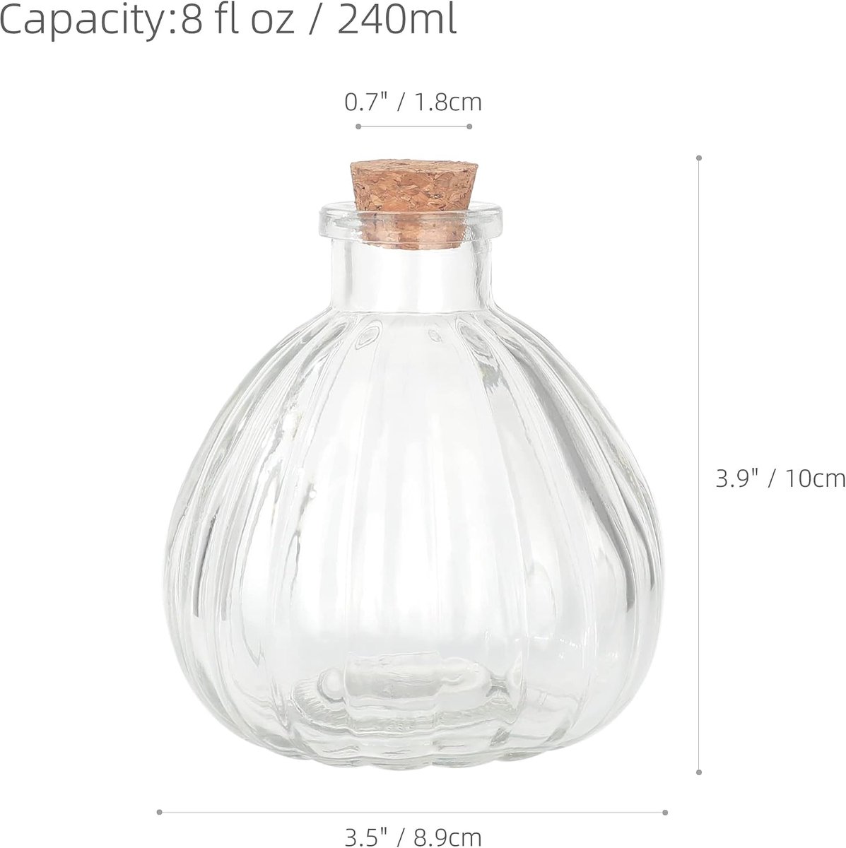 Magic Season Decorative Glass Bottles with Cork Stops (240ml Pumpkin Bottles / 2 Pieces) - ShopVlot