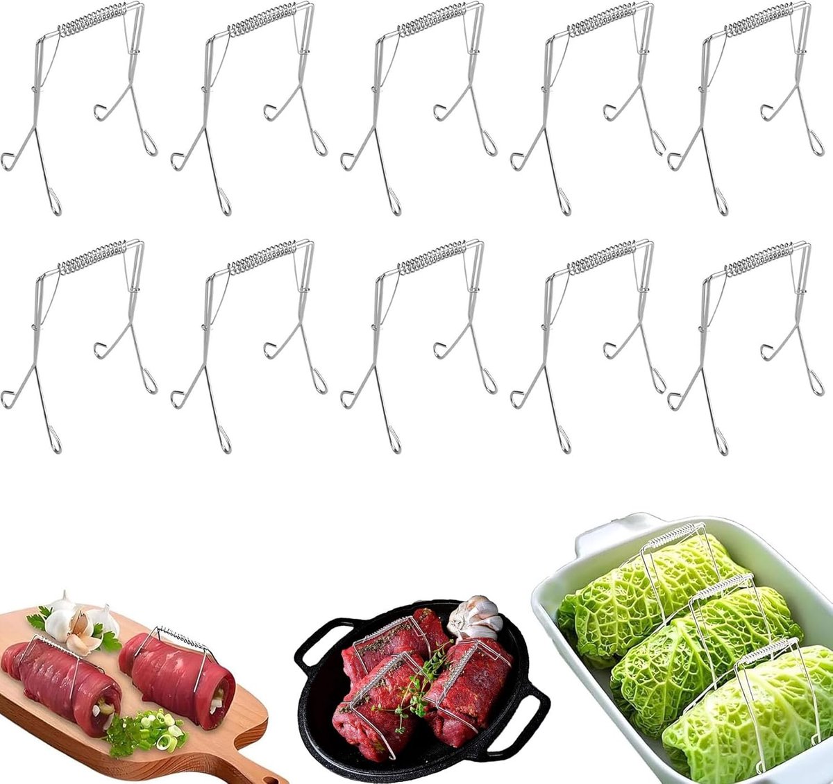 Pack of 10 Roule Bend Clips Stainless Steel Roulade Clips for Meat and Cabbage Roulades Easter DIY Craft Gifts Cabbage - ShopVlot