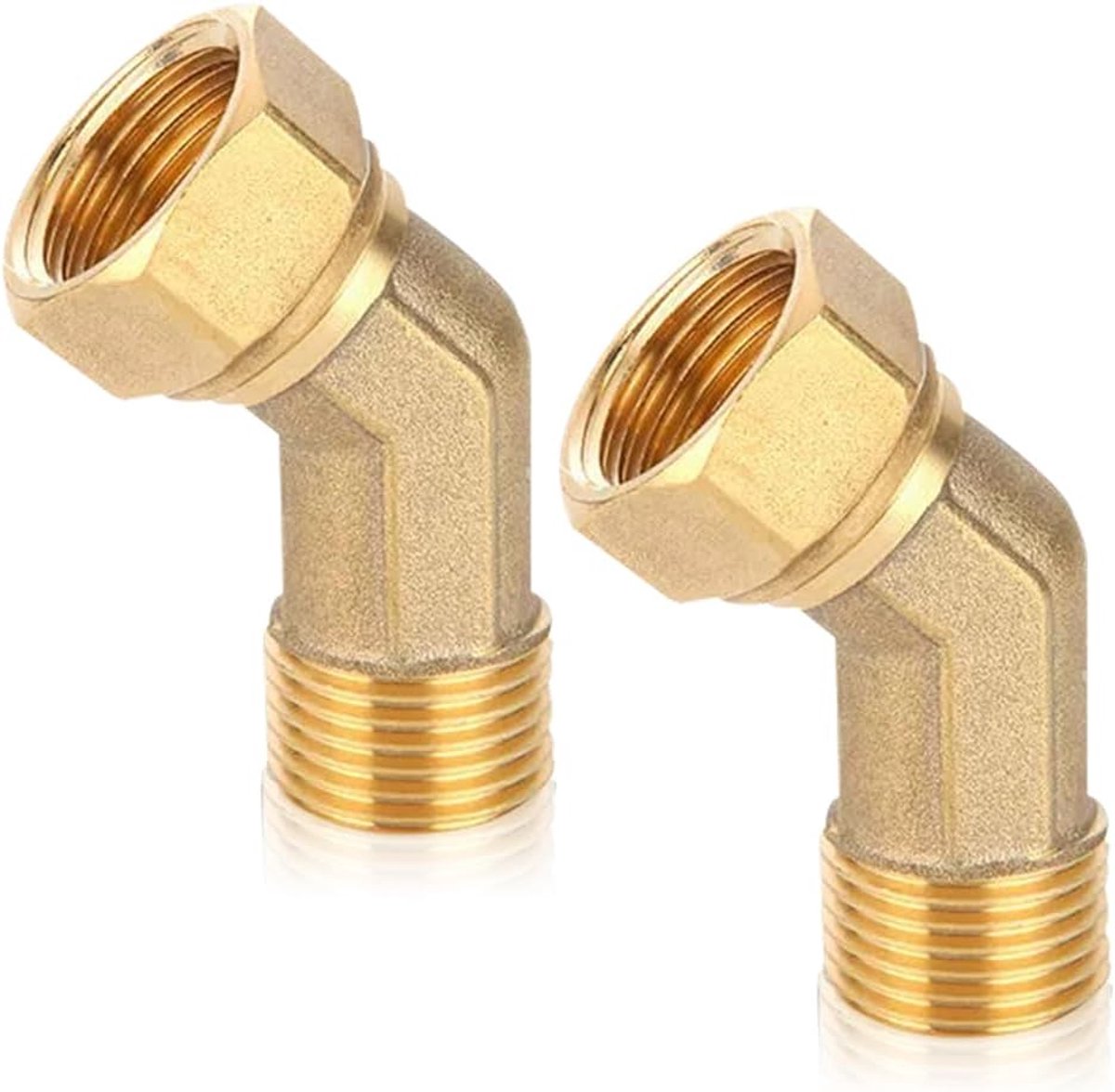 2 stuks 1/2 inch messing beweegbare schroefboog 45 graden, DN15 schroefdraadfitting hoek 45°, 1/2 inch binnendraad x - ShopVlot