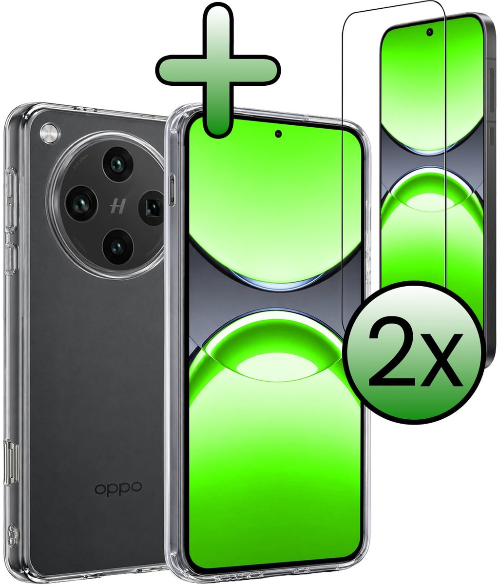 Hoesje Met 2x Screenprotector - Geschikt voor OPPO Find X8 Pro - Sterk & Shockproof - Back Cover - Siliconen Case - Telefoon Hoes - Transparant