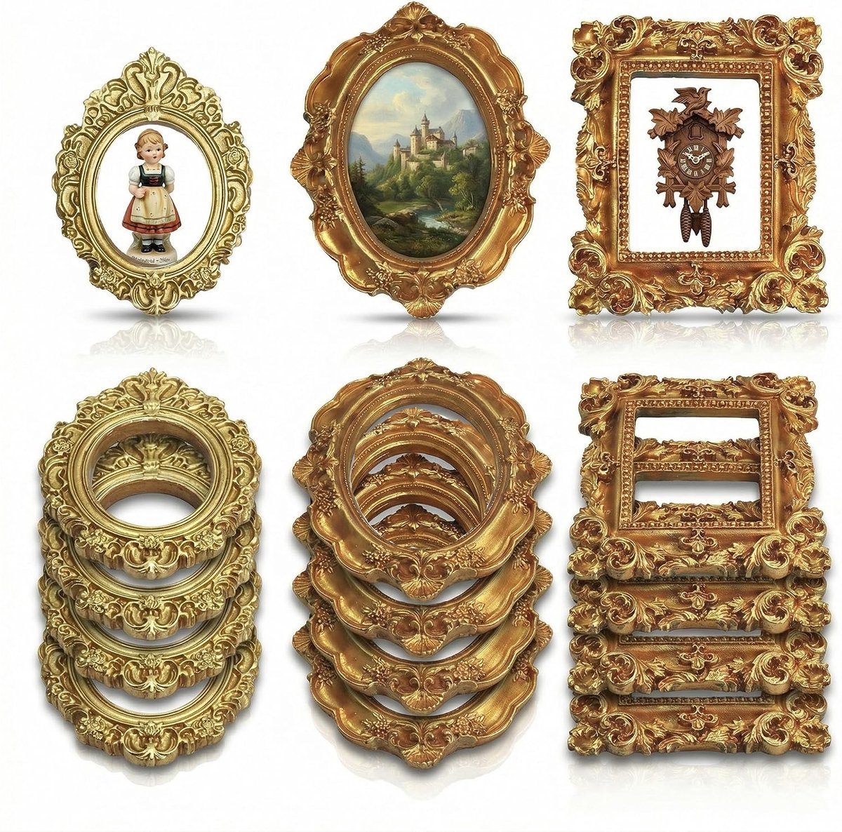 mini-fotolijsten vintage - 15 stuks - gouden design - ideaal voor decoratie - ShopVlot