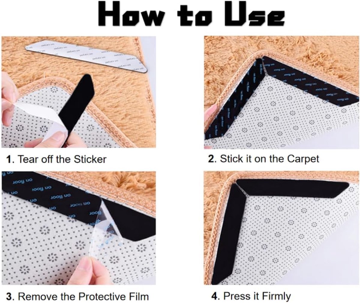 Kleedstopper 36 Stuks - Wasbare PET Mat - Antislip Pads - Voorkomt Beweging van Tapijt - ShopVlot