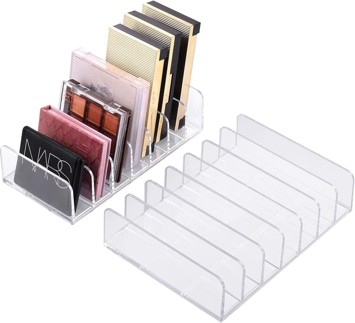 Oogschaduw makeup organizer 2 stuks - transparant en separabel - 7 vakken - krasbestendig en perfect voor desktop - ShopVlot