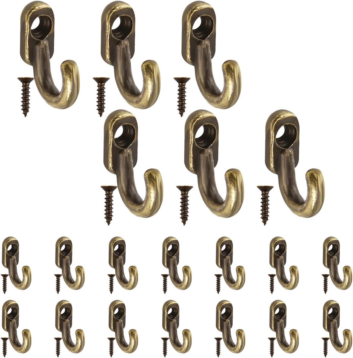 Mini ijzeren haken 20 stuks - bronzen schroefhaken - retro stijl - ideaal voor decoratie - ShopVlot