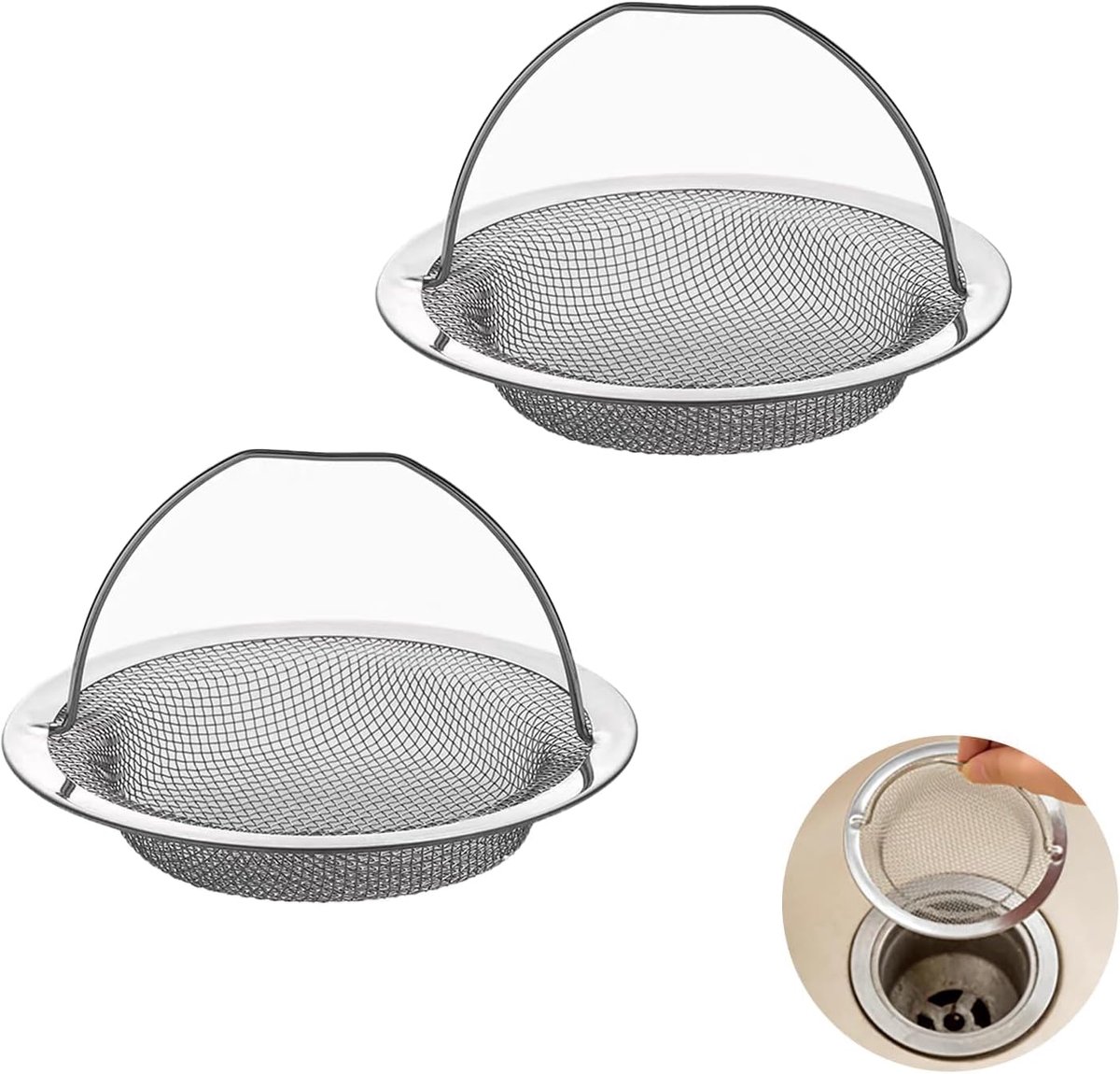 Afvoerfilter 11 x 6,5 cm - roestvrij staal - veilig in gebruik - voorkomt verstoppingen - ShopVlot