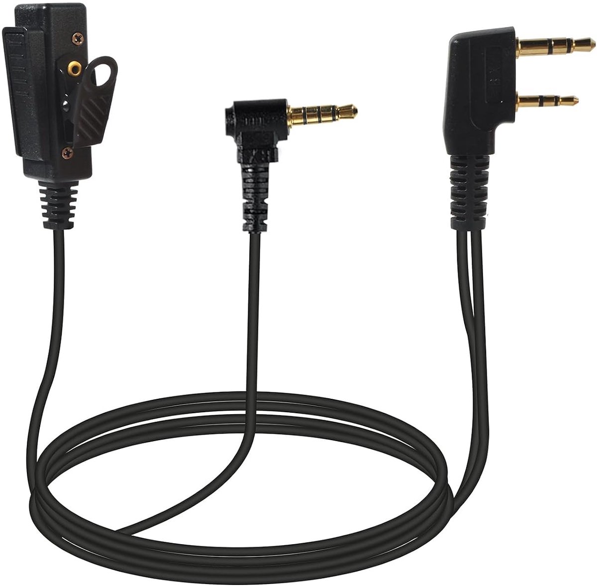 Universele audiokabel 2 pin naar 3.5mm 90° - met PTT - compatibel met Baofeng en Kenwood - ideaal voor hoofdtelefoons - ShopVlot