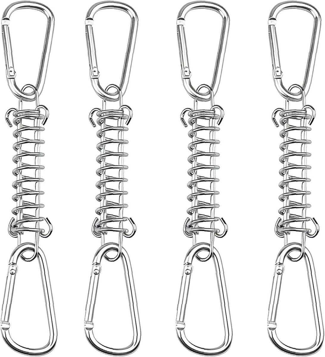 Trekveren met haken 4 stuks - roestvrij staal - sterke spiraalveren - ideaal voor camping - ShopVlot