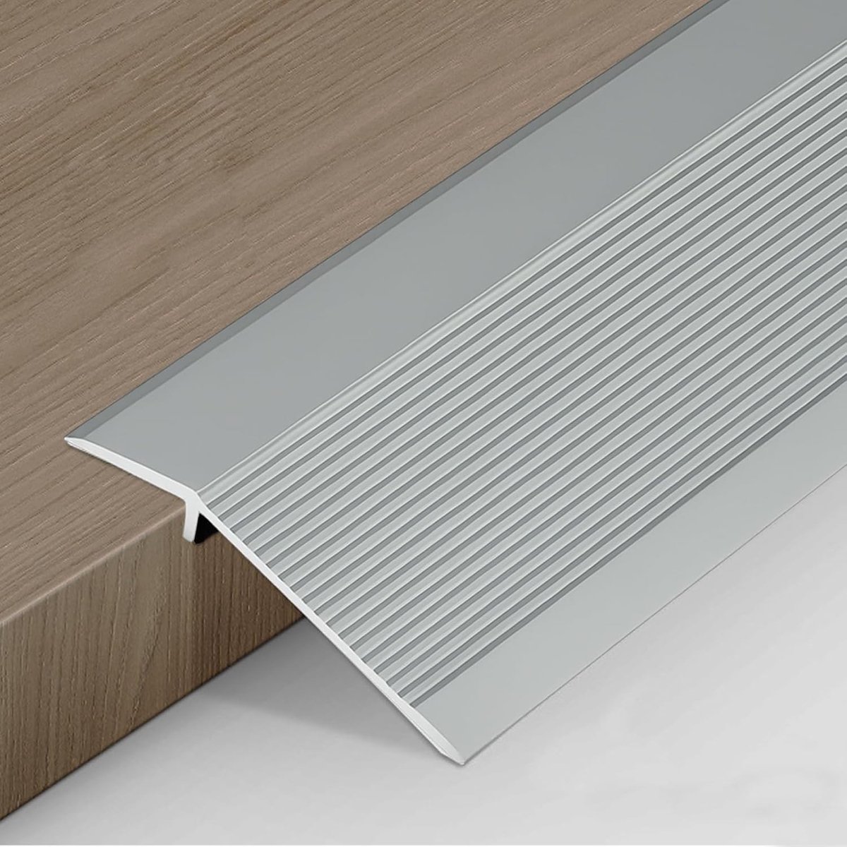 Vloerovergangsstrip van aluminium voor drempels, hellingen en tegels - Mat zilver, ideaal voor laminaat en vloerbedekking
