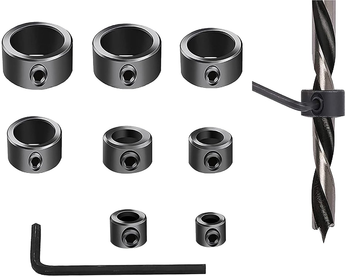 Diepstopringen set 9-delig - carbon staal - verschillende maten 3/4/5/6/8/10/12/16mm - ideaal voor houtbewerking - ShopVlot