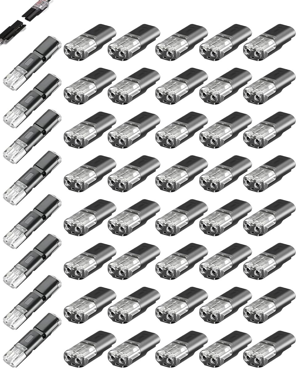 Elektrische kabelconnector 40-pack - zwart - waterdicht - hittebestendig voor diverse projecten - ShopVlot