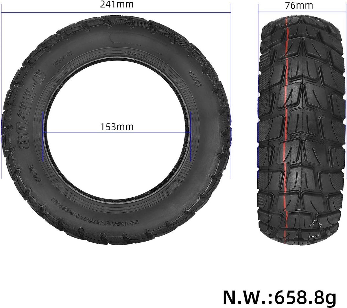Off-Road Banden 80/65-6 - Versterkt Rubber - Schokabsorberend - Ideaal voor Elektrische Step - ShopVlot