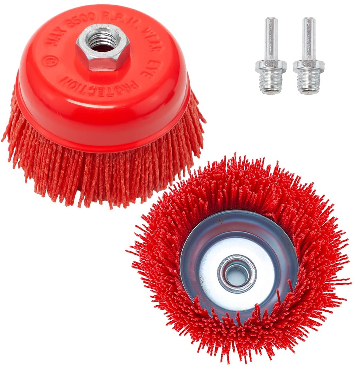 Nylon potborstel 100 mm - set van 2 - M14 x 2 interne schroefdraad - ideaal voor reinigen en polijsten - ShopVlot