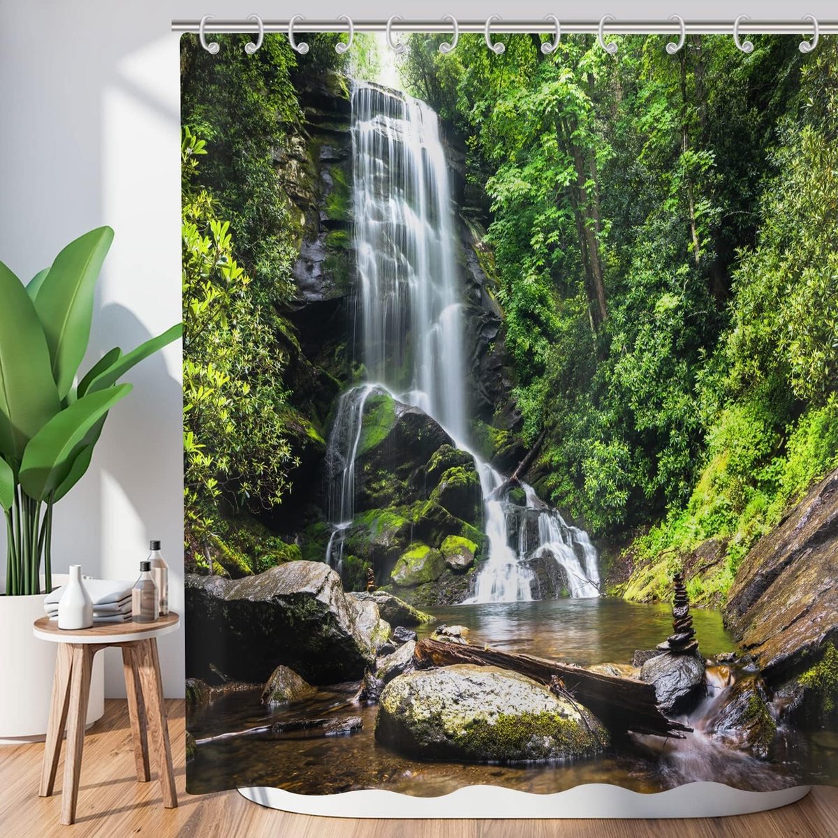 Douchegordijn 180x180 - Tropisch Jungle Design - Waterproof Polyester - Creëert een natuurlijke sfeer - ShopVlot