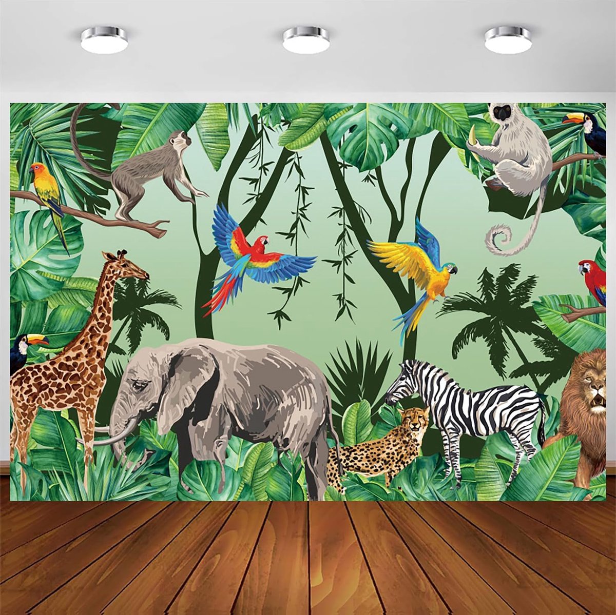 fotografie-achtergrond jungle safaridieren 10x8FT - vinylmateriaal - lichtgewicht - perfecte decoratie voor babyborrel - ShopVlot