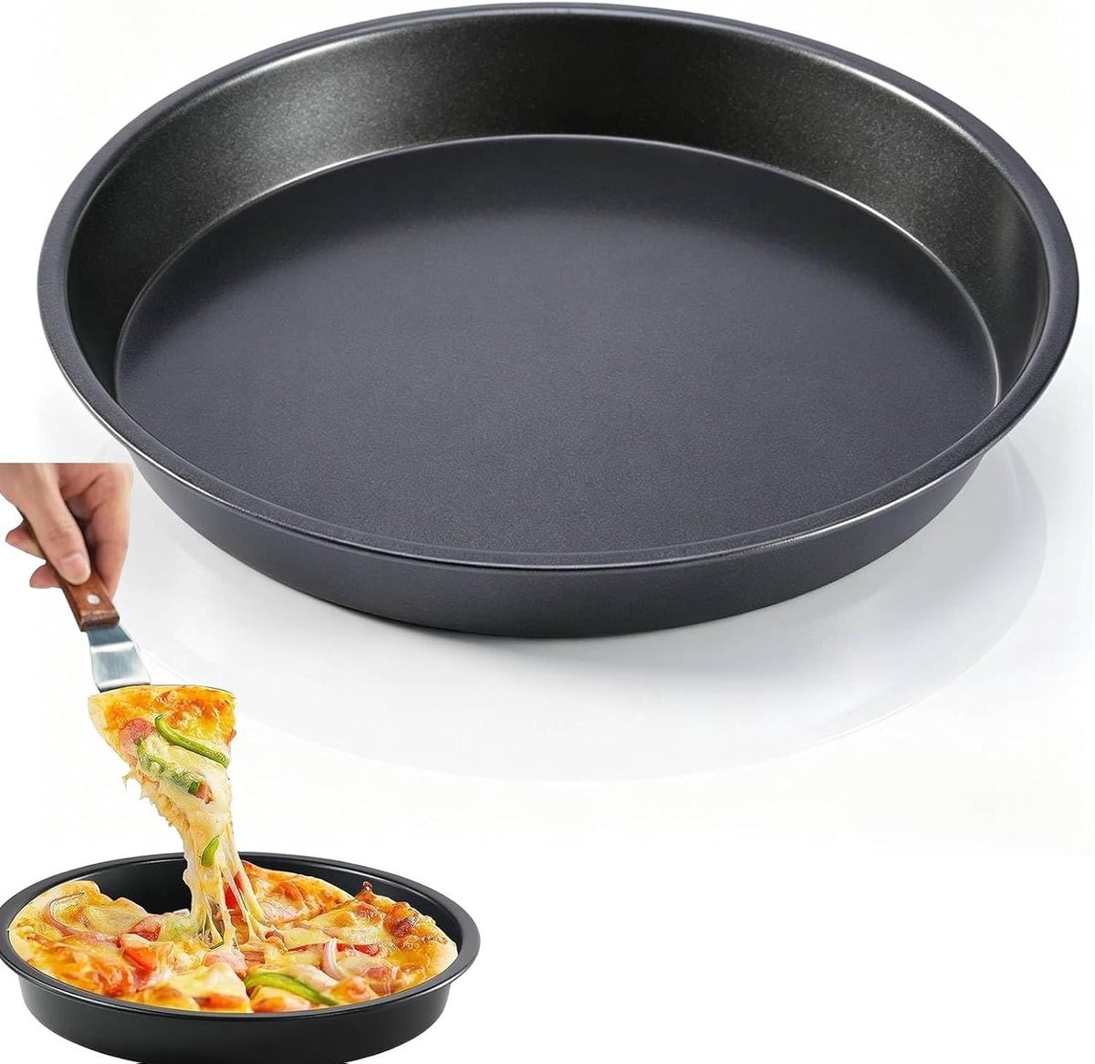 Pizza plate 23 cm - carbonstaal - 4 cm hoog - perfect voor knapperige pizza's - ShopVlot