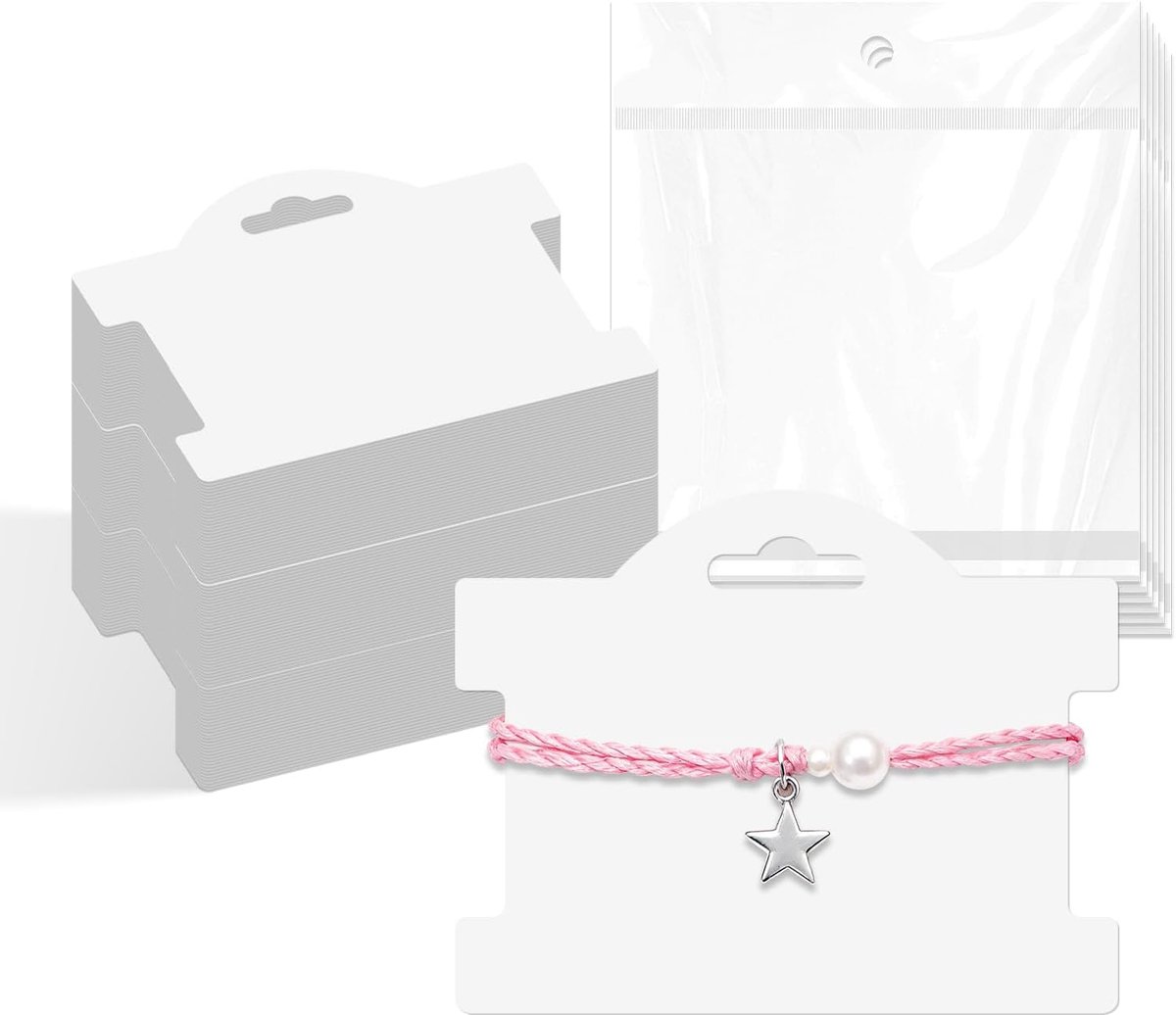 Papieren armband displaykaart 100 sets - met doorzichtige zakken - blanco verpakking - perfect voor kleine bedrijven - ShopVlot