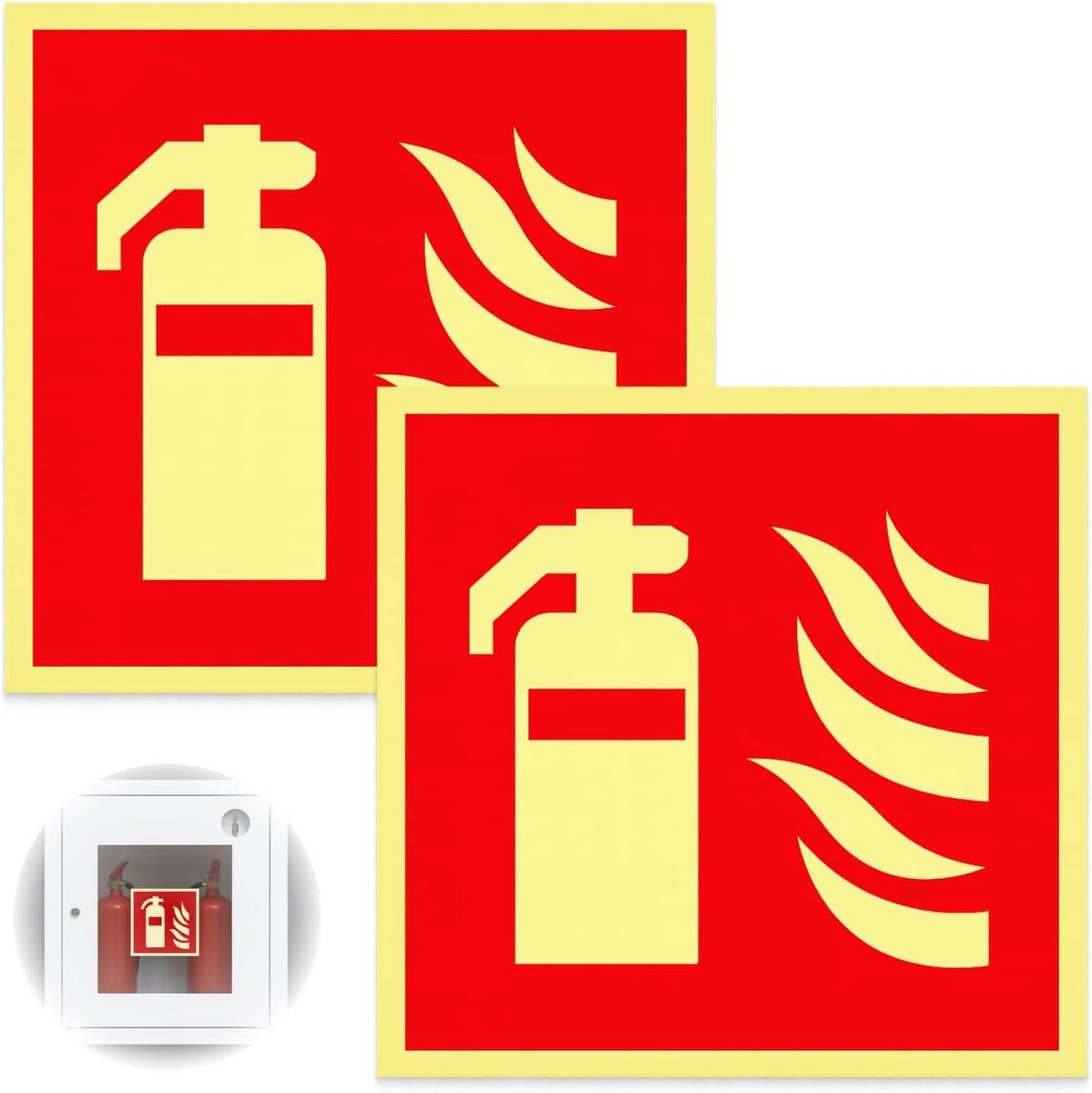 Luminous brandblussersignalering 15 x 15cm - PVC folie - UV-bestendig - Veiligheidsmarkering voor thuis of kantoor - ShopVlot