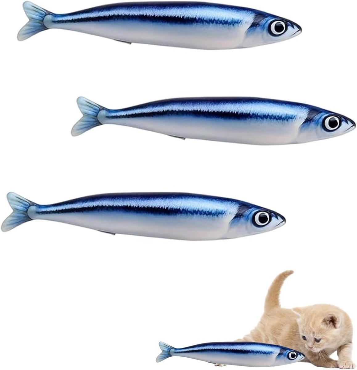 Vinzor 3 Pieces Saury Cat Toy with Natural Cat Grass Interactive Toy for Kittens and Adult Cats, High-Quality Dust - ShopVlot