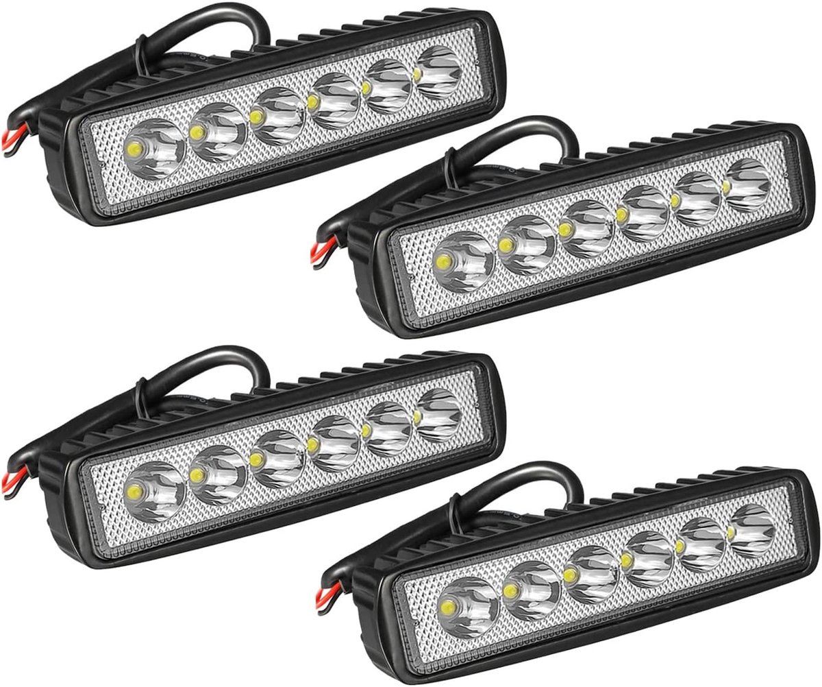 Willpower 4PCS 6 Inch 18W Single Row LED Light Bar Slim Mini Spotlight Light for SUV ATV Truck Boat - ShopVlot