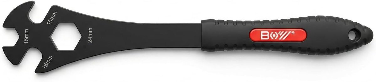 Professionele 4-in-1 pedaalsleutel (15 - 16 - 24 mm) - extra lange handgreep 323 mm met antislip handgreep - gereedschap voor het verwijderen van pedalen van koolstofstaal voor mountainbikes - racefietsen